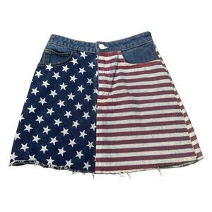 Retro Indie Sleaze American Apparel Distressed Patriotic USA Flag Mini Skirt XS
